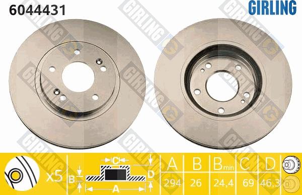 Girling 6044431 - Brake Disc autospares.lv