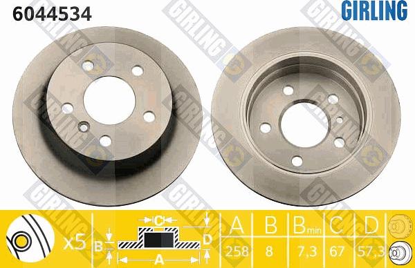 Girling 6044534 - Brake Disc autospares.lv