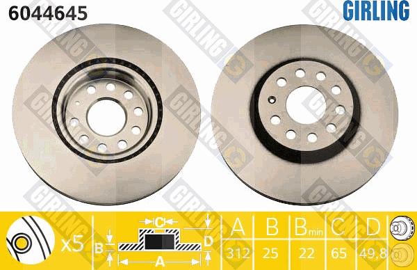 Girling 6044645 - Brake Disc autospares.lv