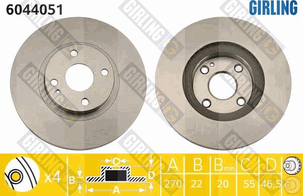 Girling 6044051 - Brake Disc autospares.lv