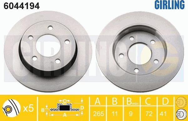 Girling 6044194 - Brake Disc autospares.lv