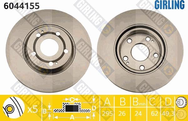 Girling 6044155 - Brake Disc autospares.lv