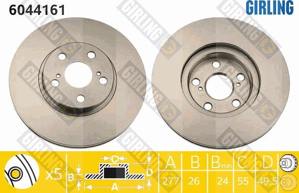 Girling 6044161 - Brake Disc autospares.lv