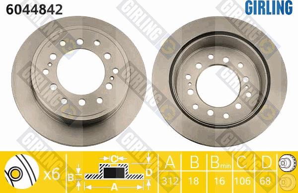 Girling 6044842 - Brake Disc autospares.lv