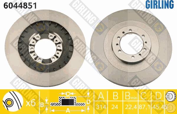 Girling 6044851 - Brake Disc autospares.lv