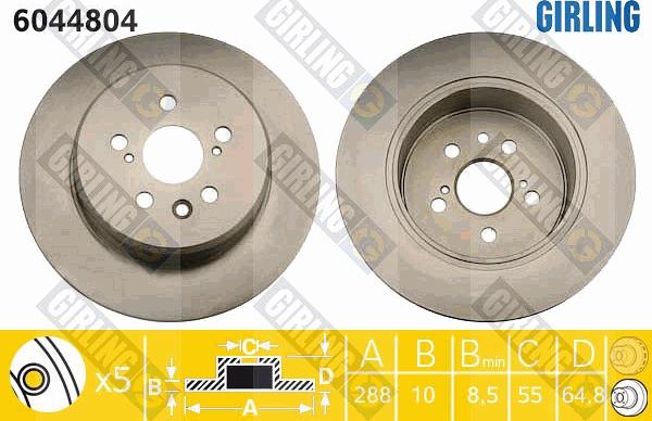 Girling 6044804 - Brake Disc autospares.lv