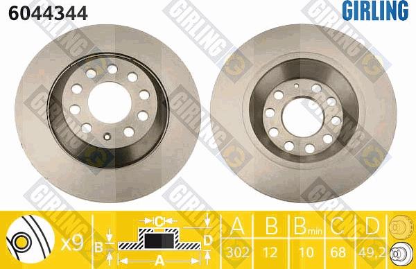 Girling 6044344 - Brake Disc autospares.lv