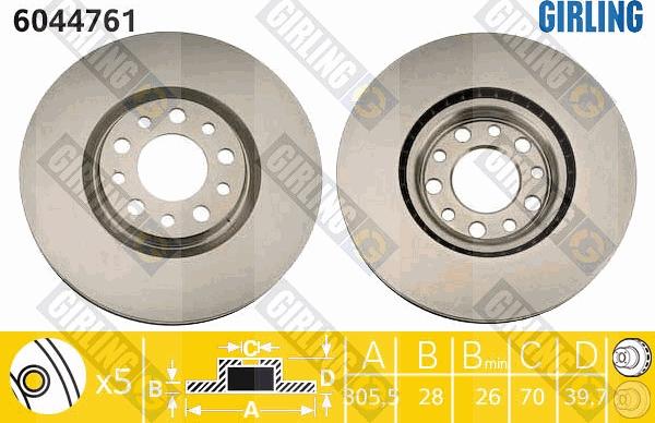 Girling 6044761 - Brake Disc autospares.lv