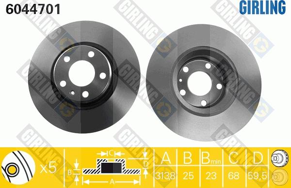 Girling 6044701 - Brake Disc autospares.lv