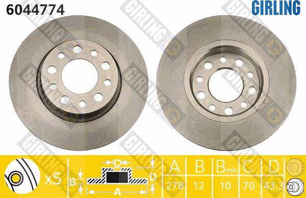 Girling 6044774 - Brake Disc autospares.lv