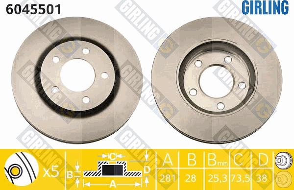 Girling 6045501 - Brake Disc autospares.lv