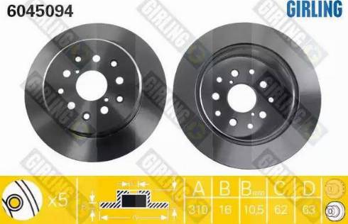 Girling 6045094 - Brake Disc autospares.lv