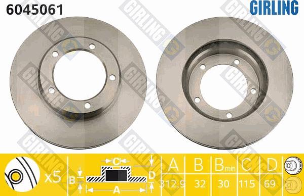 Girling 6045061 - Brake Disc autospares.lv