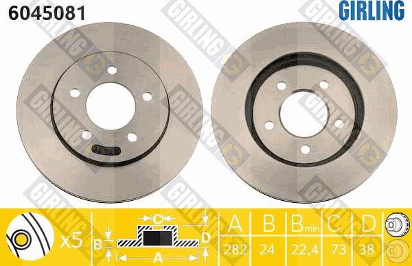 Girling 6045081 - Brake Disc autospares.lv