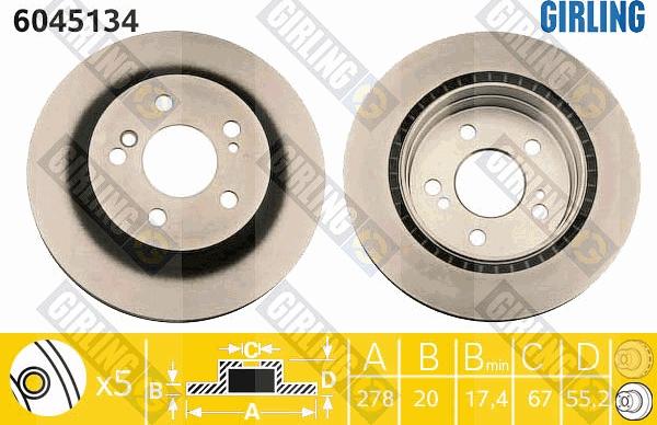 Girling 6045134 - Brake Disc autospares.lv