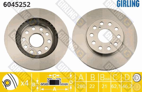 Girling 6045252 - Brake Disc autospares.lv