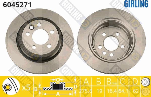 Girling 6045271 - Brake Disc autospares.lv