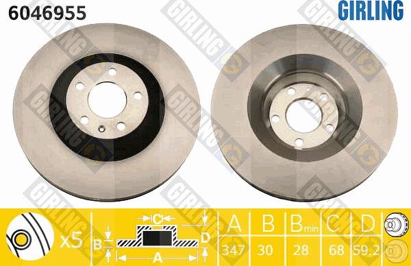 Girling 6046955 - Brake Disc autospares.lv