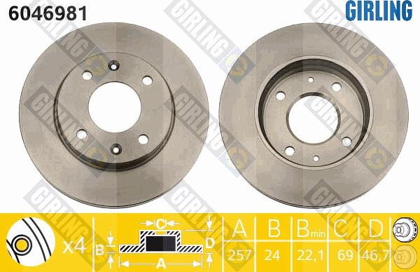 Girling 6046981 - Brake Disc autospares.lv