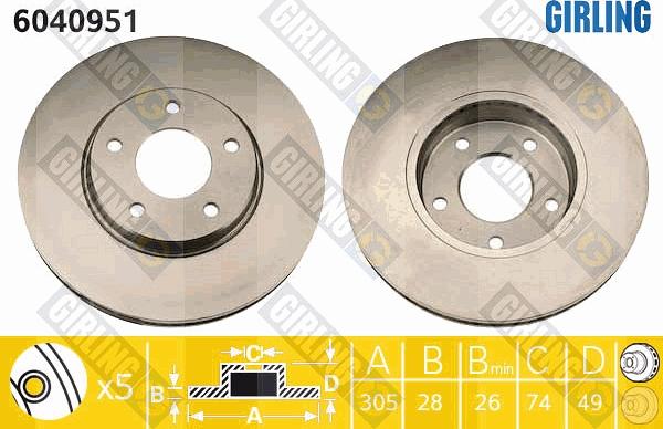 Girling 6040951 - Brake Disc autospares.lv