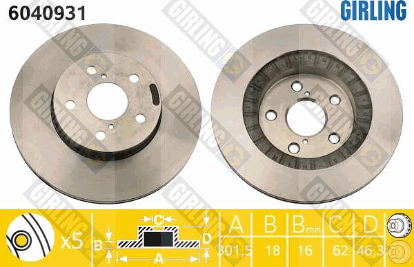 Girling 6040931 - Brake Disc autospares.lv