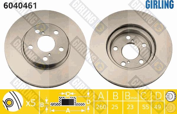 Girling 6040461 - Brake Disc autospares.lv