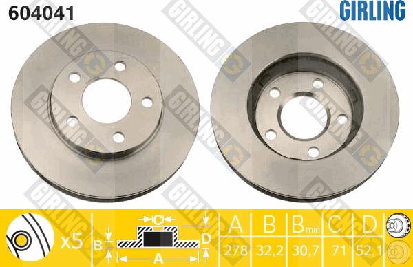 Girling 6040411 - Brake Disc autospares.lv