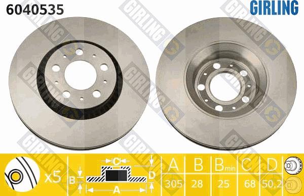 Girling 6040535 - Brake Disc autospares.lv