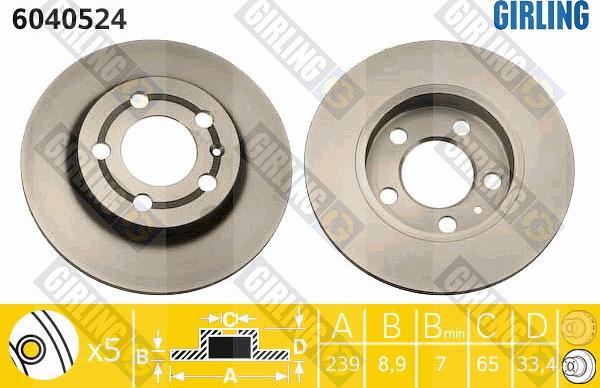 Girling 6040524 - Brake Disc autospares.lv