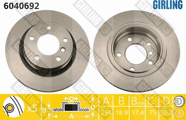 Girling 6040692 - Brake Disc autospares.lv