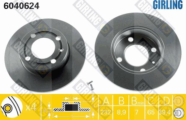 Girling 6040624 - Brake Disc autospares.lv