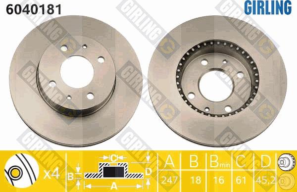 Girling 6040181 - Brake Disc autospares.lv