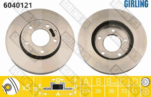 Girling 6040121 - Brake Disc autospares.lv