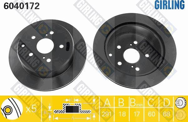 Girling 6040172 - Brake Disc autospares.lv