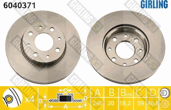 Girling 6040371 - Brake Disc autospares.lv