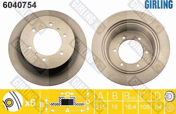 Girling 6040754 - Brake Disc autospares.lv