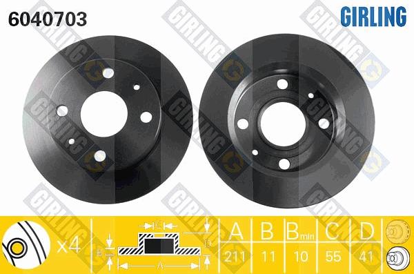 Girling 6040703 - Brake Disc autospares.lv