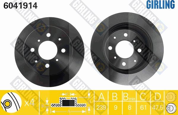 Girling 6041914 - Brake Disc autospares.lv