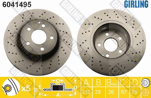 Girling 6041495 - Brake Disc autospares.lv