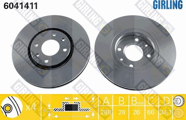 Girling 6041411 - Brake Disc autospares.lv