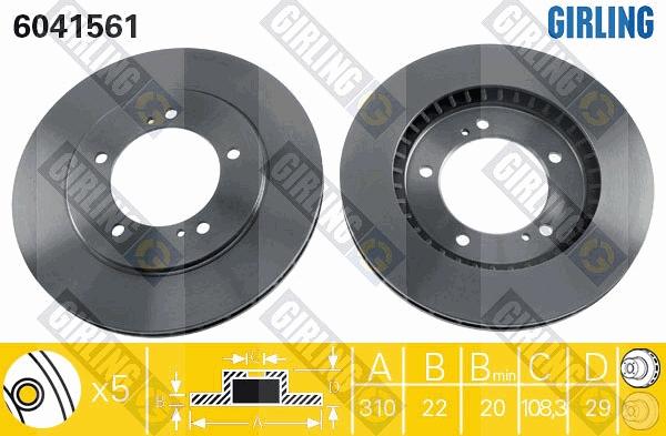 Girling 6041561 - Brake Disc autospares.lv