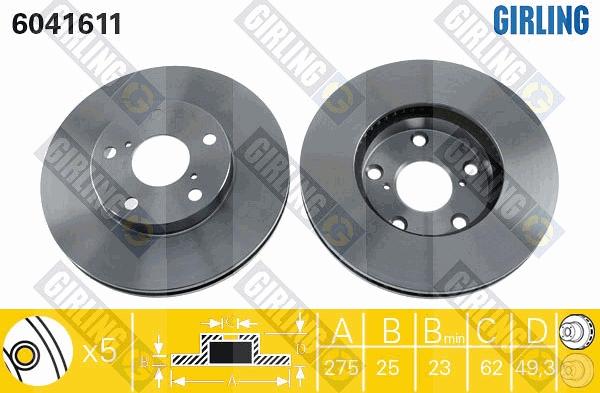 Girling 6041611 - Brake Disc autospares.lv