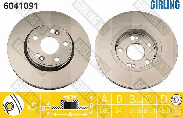 Girling 6041091 - Brake Disc autospares.lv