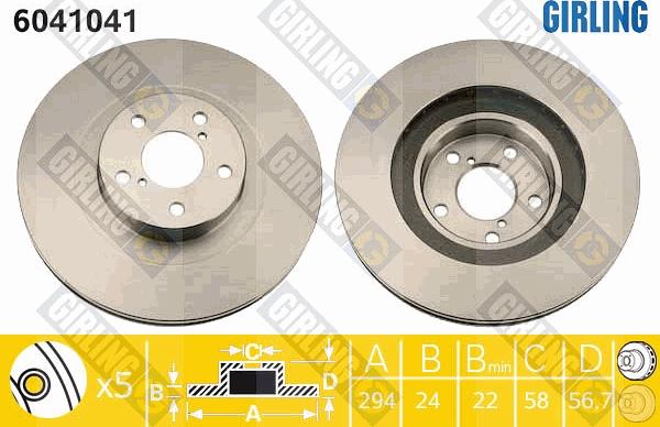 Girling 6041041 - Brake Disc autospares.lv