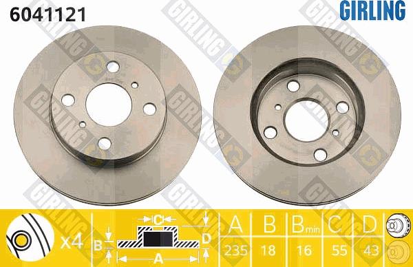 Girling 6041121 - Brake Disc autospares.lv