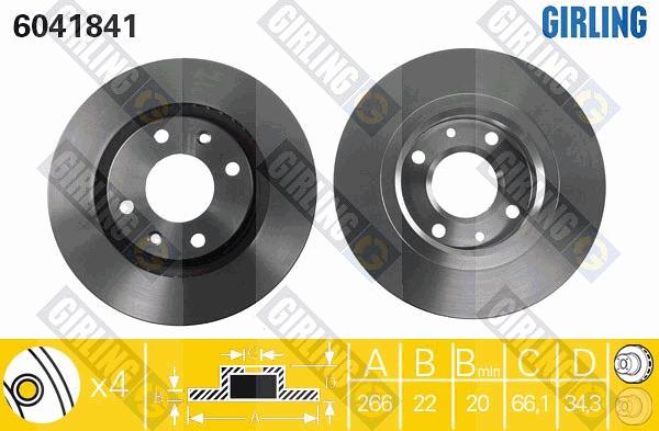 Girling 6041841 - Brake Disc autospares.lv