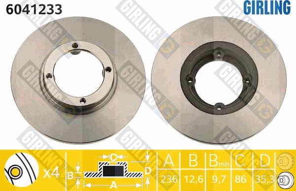 Girling 6041233 - Brake Disc autospares.lv