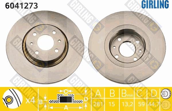 Girling 6041273 - Brake Disc autospares.lv