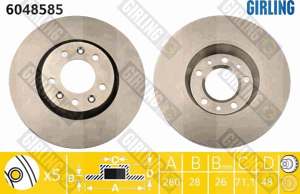 Girling 6048585 - Brake Disc autospares.lv