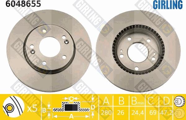 Girling 6048655 - Brake Disc autospares.lv